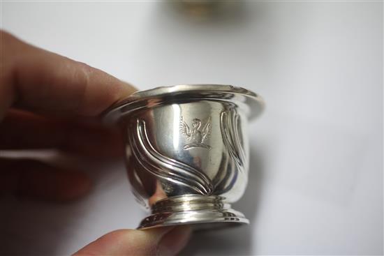A set of six William IV silver egg cups by Paul Storr, 9 oz.